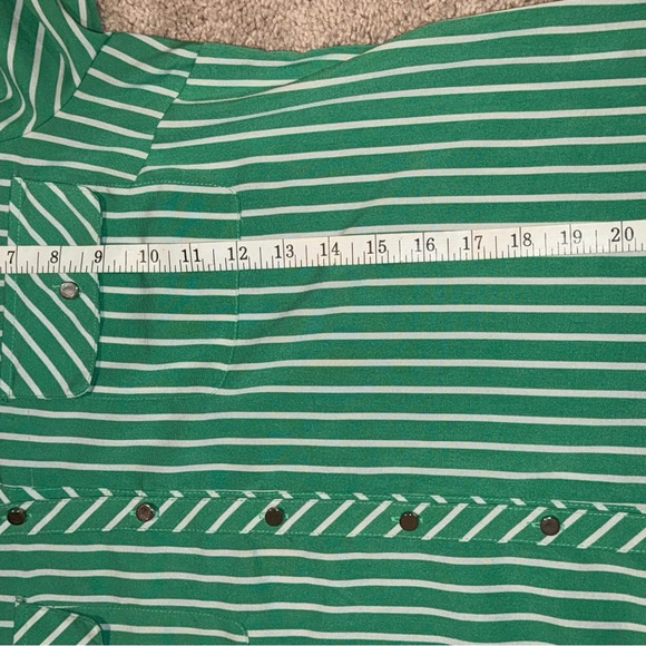 Notations Women's Green /White/Striped Button Front Dress Shirt Size L - Picture 6 of 9